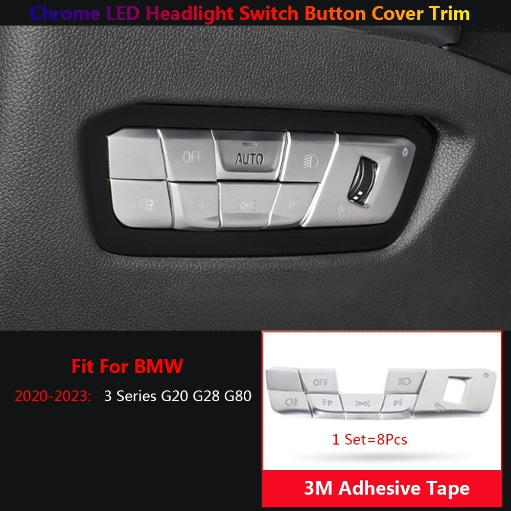 8 x for BMW 3 Series G20 G80 G28 Car Interior Headlight Switch Button Cover Trim