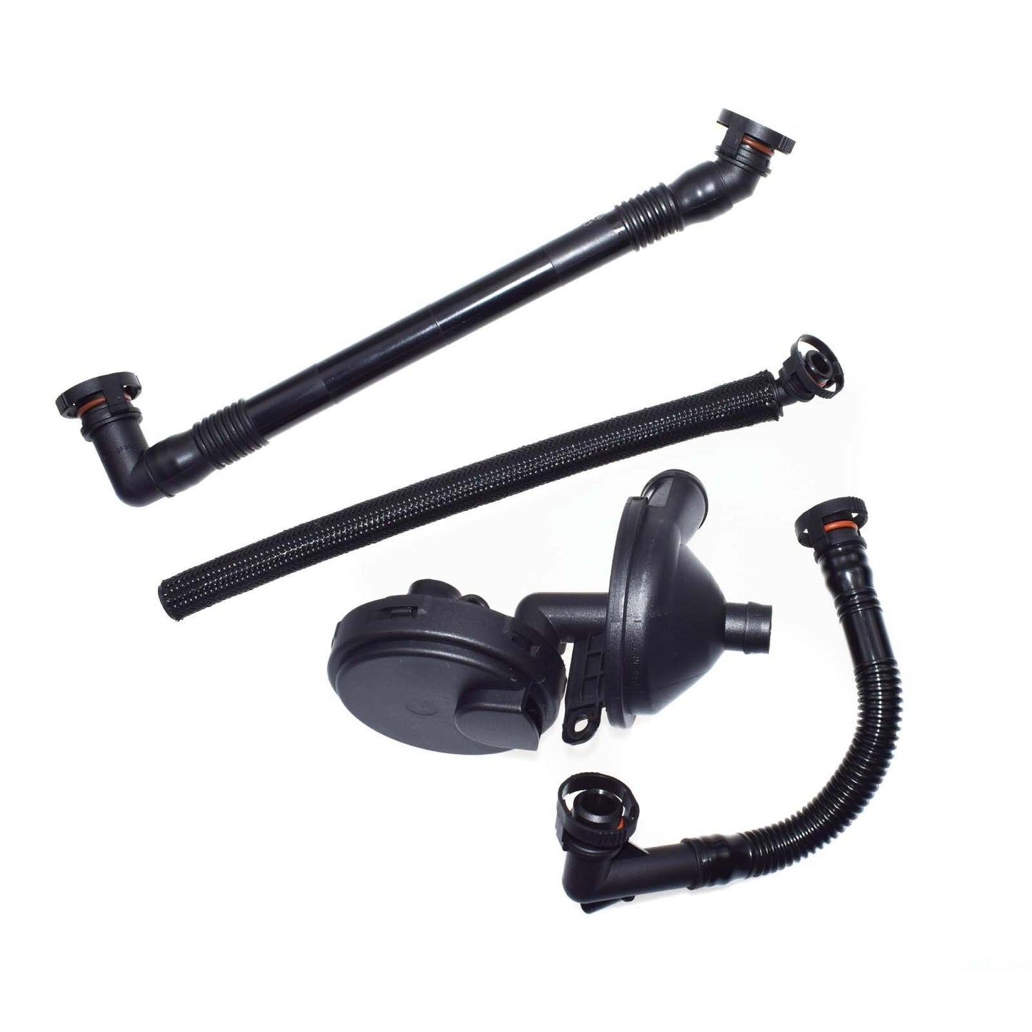 for BMW Set 4 New PCV Crankcase Vent Valve Oil Separator Valve Breather Hose Kit