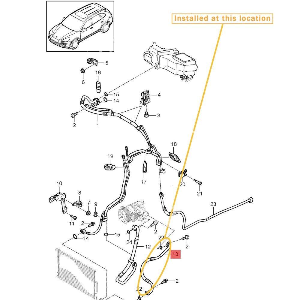 equipment manufacturer ( ) for refrigerant production lines for Porsche for Cayenne 3.0: 7P0820721G 95857372103