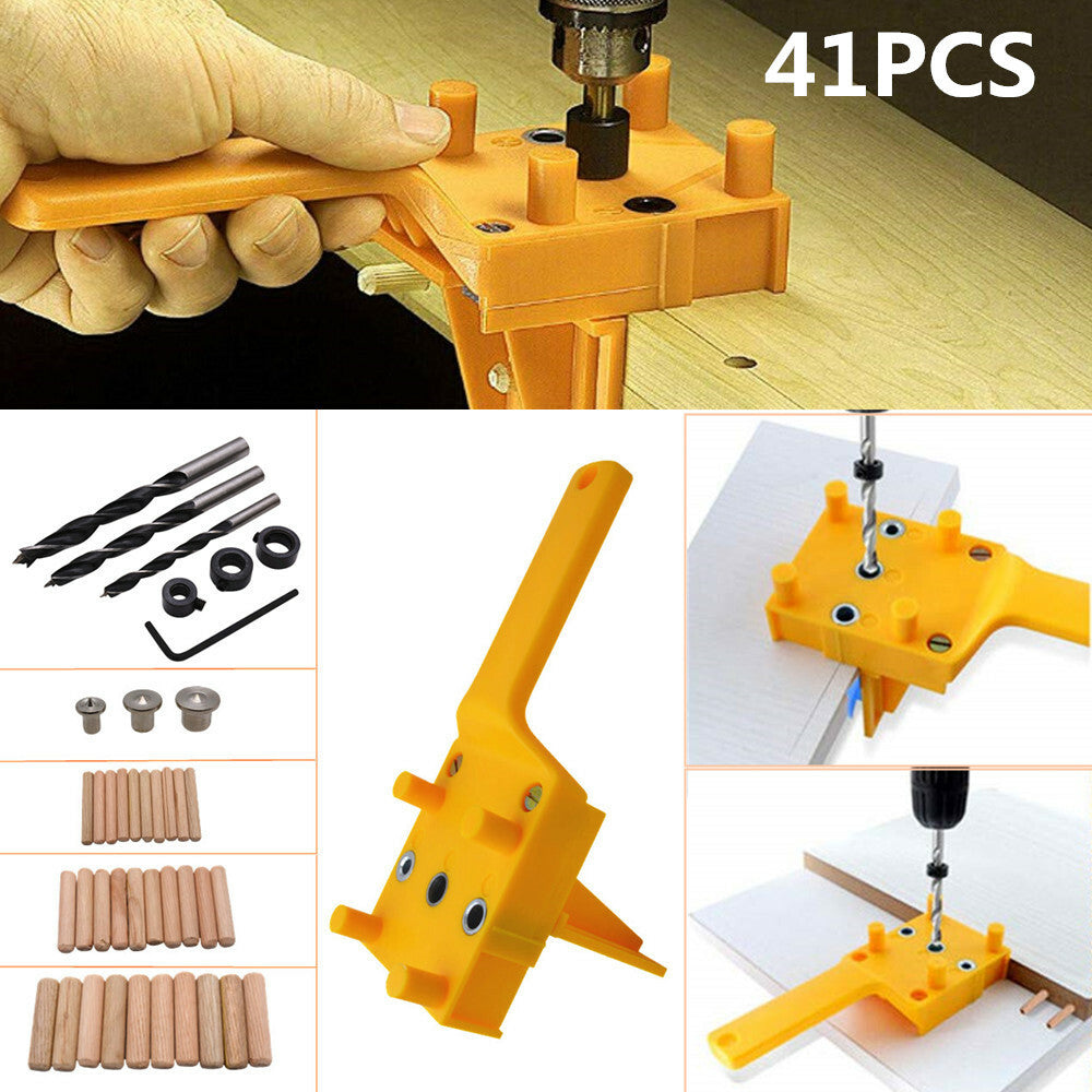 41-Piece Handheld Woodworking Dow Clamp Kit, Hole Locator, Drilling Guide, DIY Tools - n