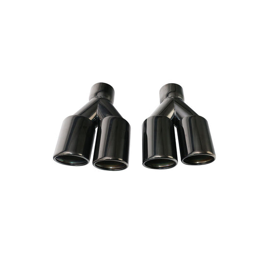 Pair 2.5'' ID 3'' OD Black Welding Dual Exhaust Pipe Tip Dual Tips Rolled Black