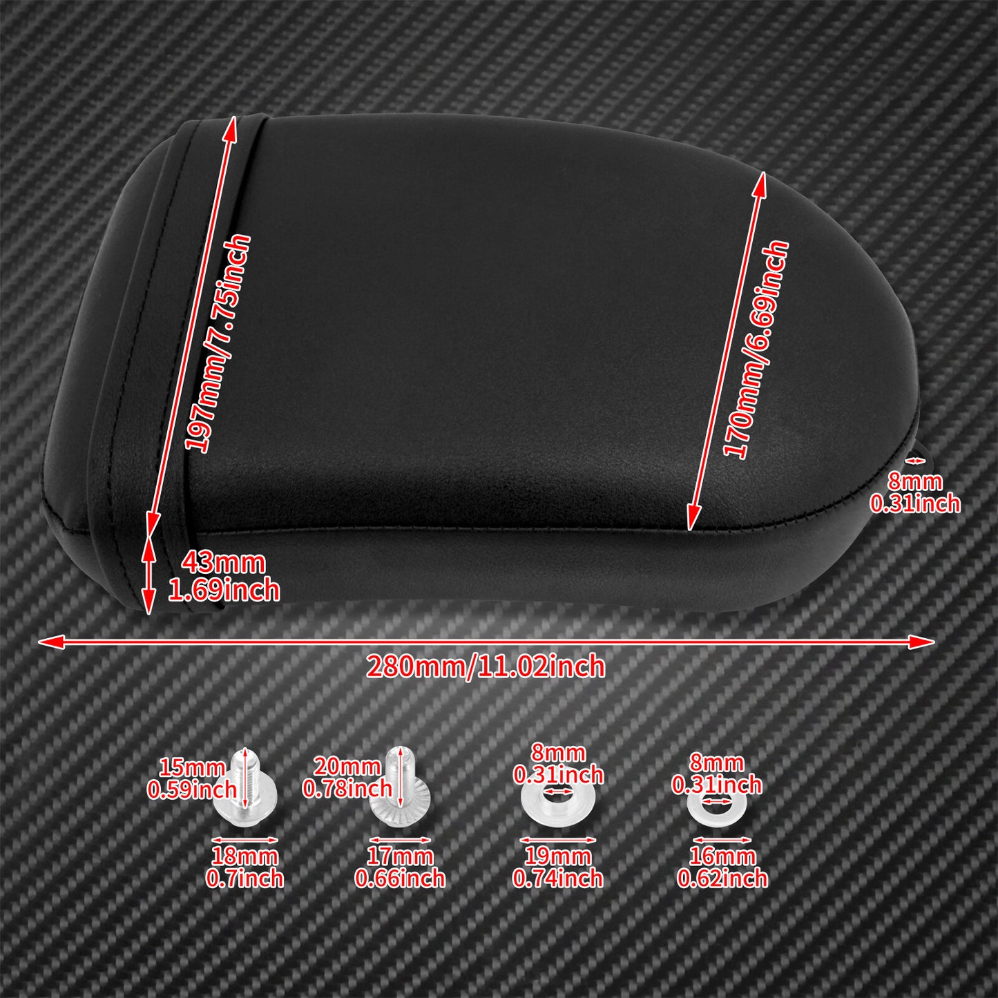 Black Rear Passenger for Seat Pillion Fits for Honda Rebel CMX300 CMX500 2017-2024