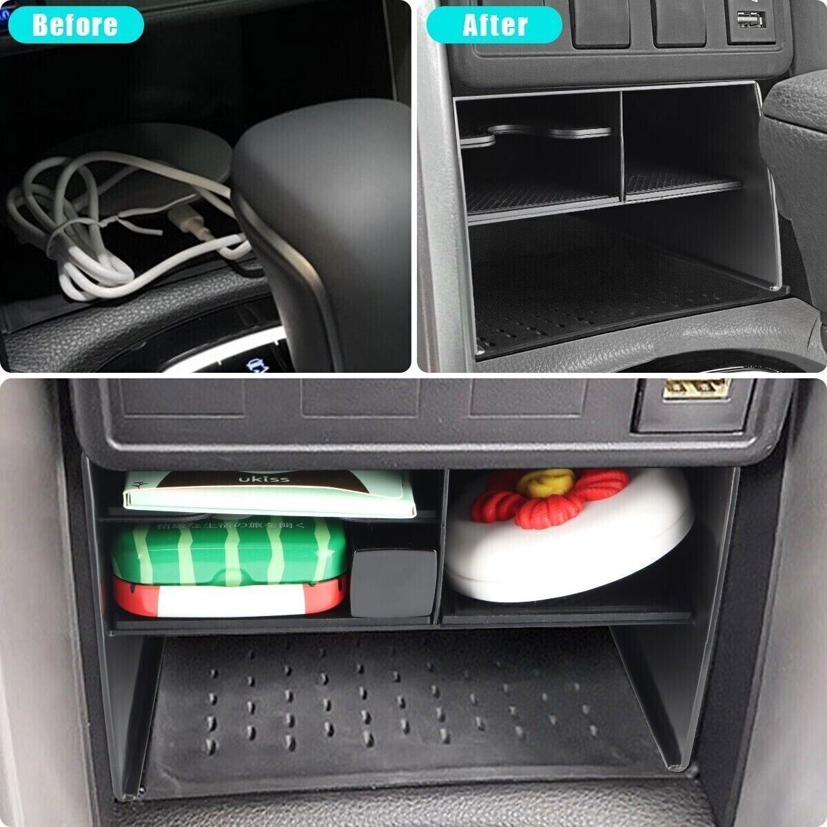 Storage Box for Toyota for Corolla Cross 2022-24 ABS Black Center Organizer Tray 2X