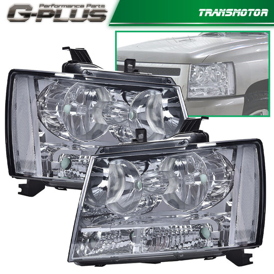 Fits 07-14 for Avalanche Tahoe Suburban Left + Right Smoke Lens Headlights - v