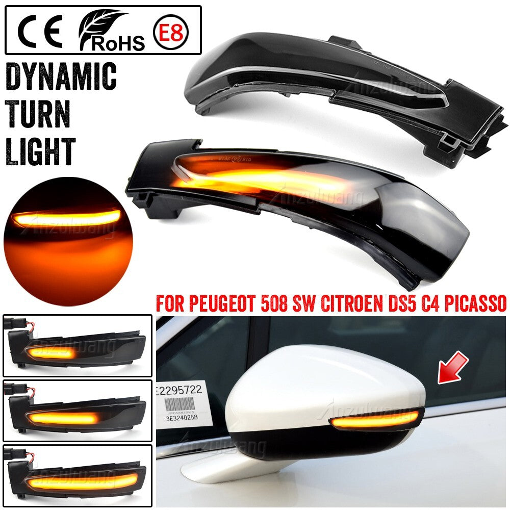 Dynamic Turn Signal Light for Peugeot 508 for Citroen DS5 C4 Picasso C4 Grand Picass
