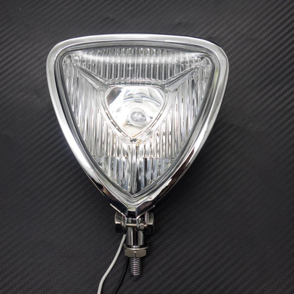 New Motorcycle Chrome Triangle Headlight Lamp Flat Back for Harley for Honda for Suzuki Q