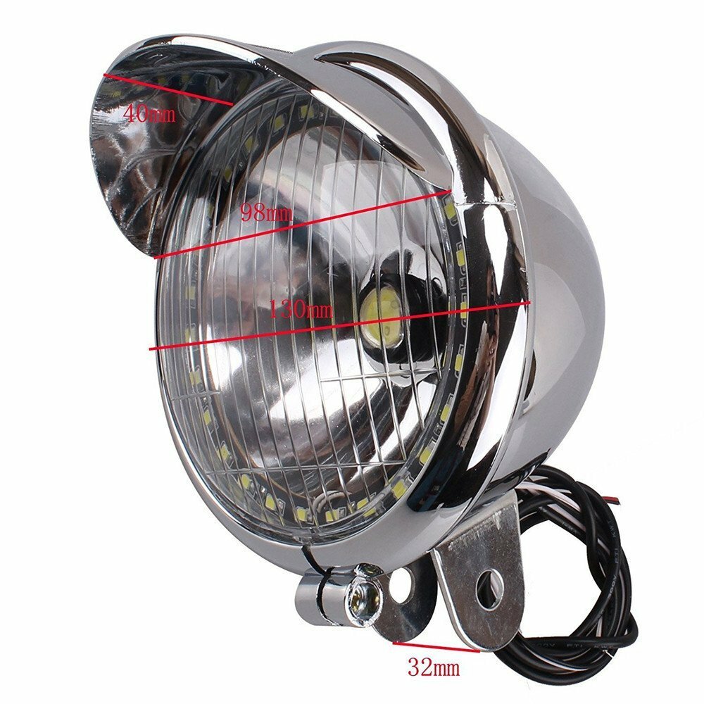 Motorcycle Chrome 27 LED Angel Eye Headlight Headlamp For Bobber Chopper Cruiser Q