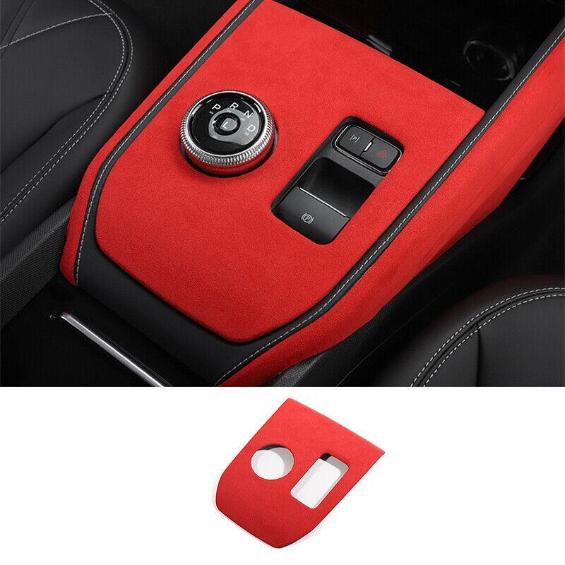 Red Suede Middle Console Gear Shift Panel Trim for Ford for Mustang Mach-E 2021-2023