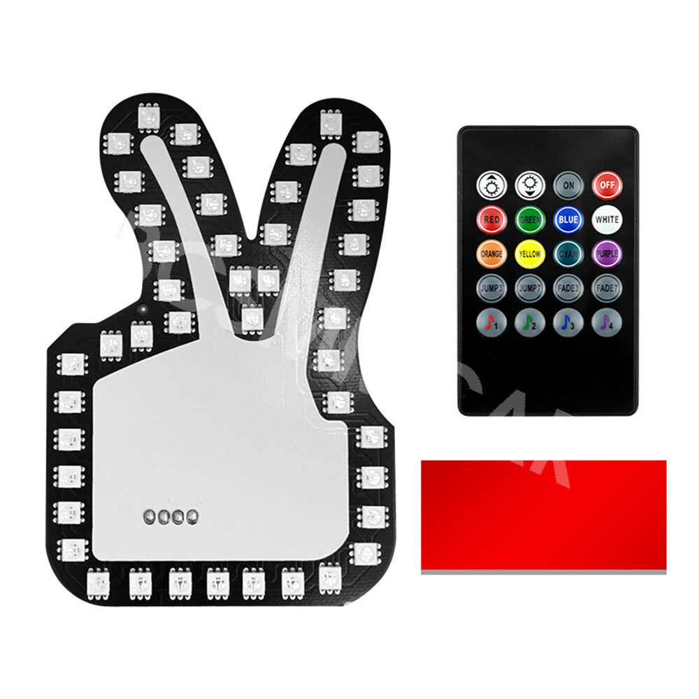 RGB Finger Gesture Light Funny LED Car Back Window Sign Hand Light With Remote