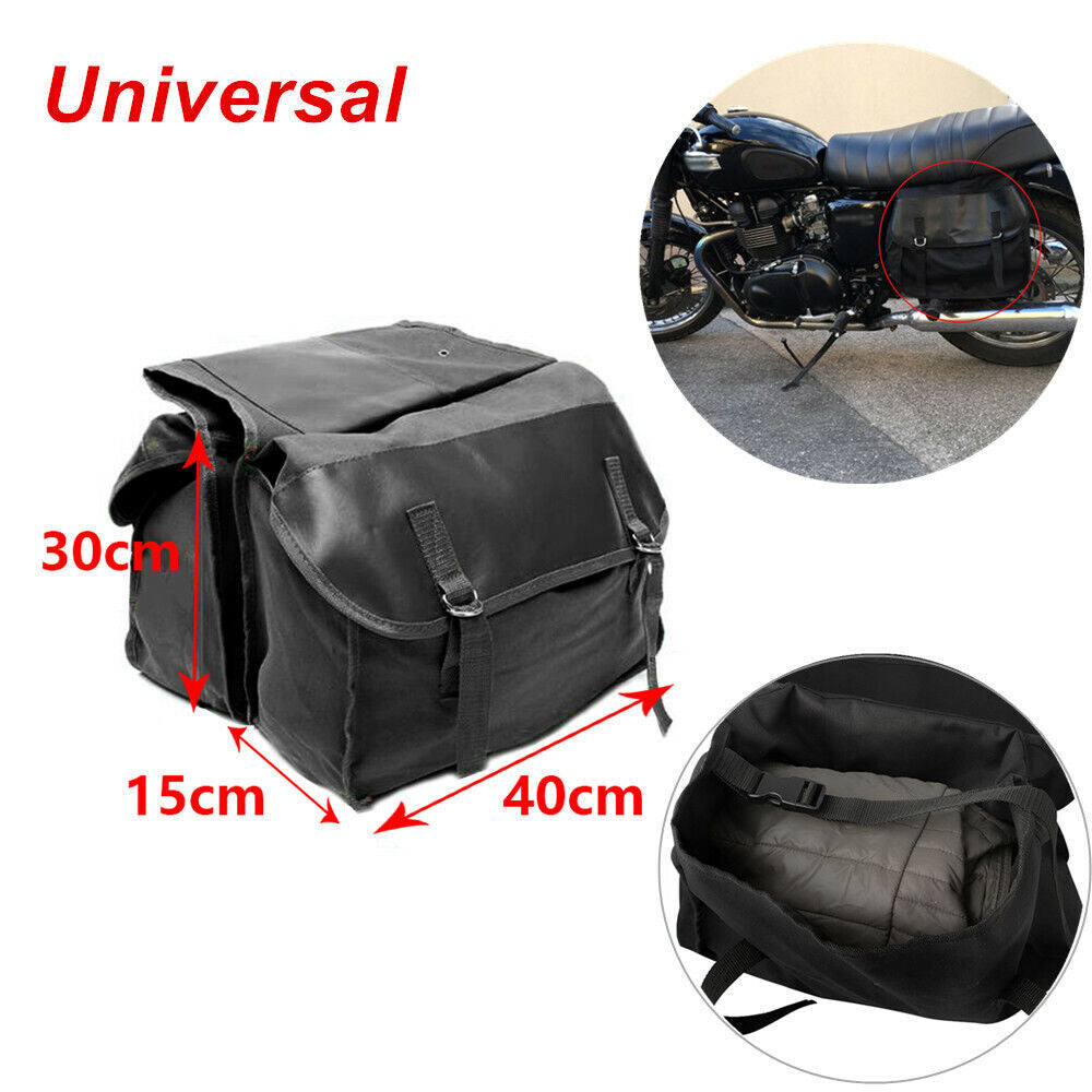 Universal motorcycle, scooter, and bicycle dual-strap flip-top storage saddle bag pocket - n