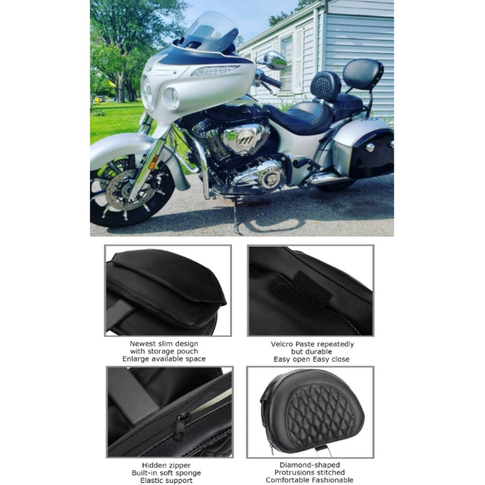 Motorcycle rider/driver backrest cushion suitable for Indian chiefs, Black Horse Road Long-distance motorcycles - n