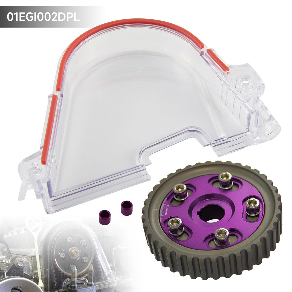 Clear Gear Timing Belt Cover +Cam Gear for Honda for Civic D15 D16 SOHC 96-00 Purple