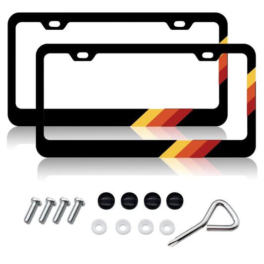 Metal for Toyota Accessories Yellow Tri Color Car License Plate Frame Cover 2pcs