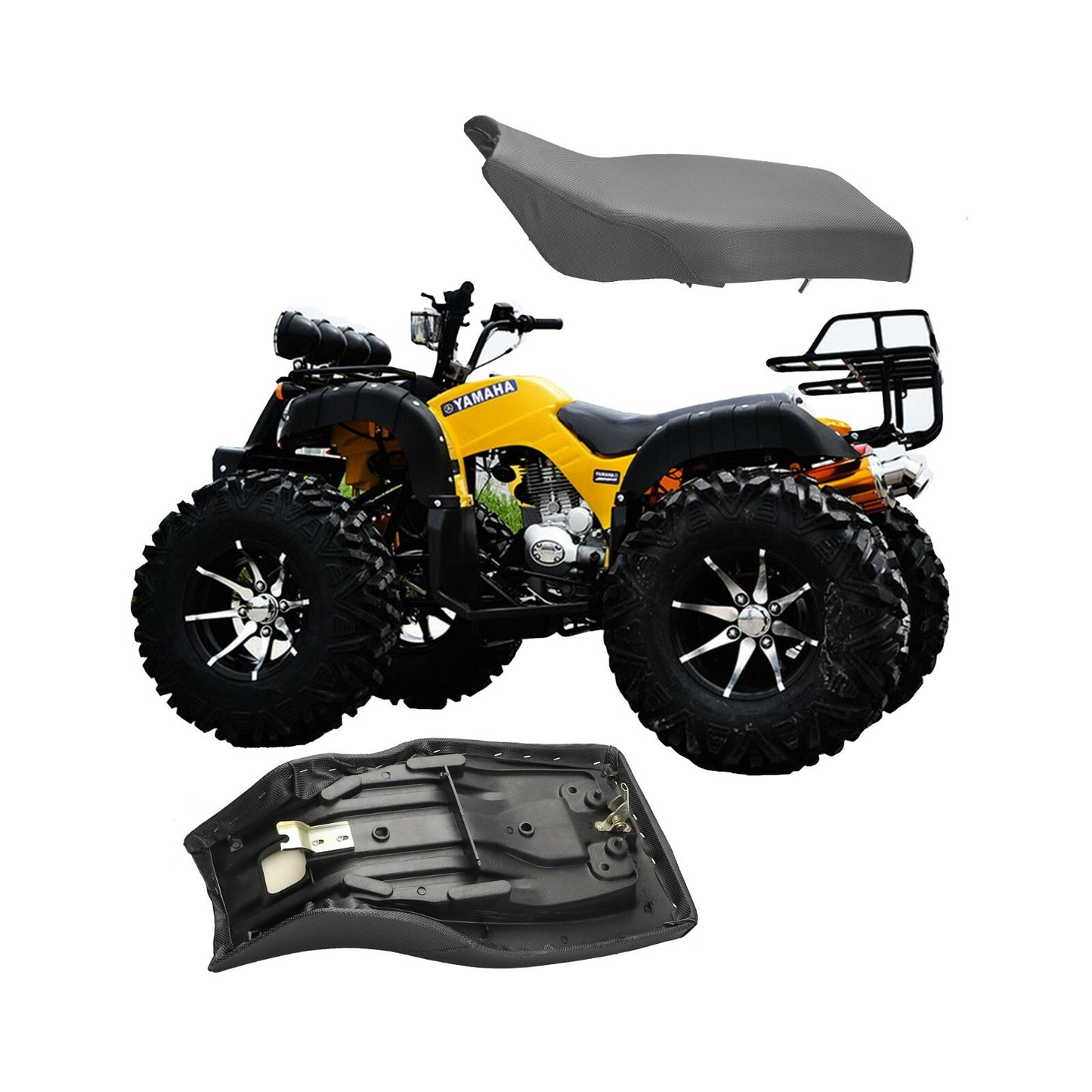 All-terrain vehicle four-wheel for seat suitable for 150cc, 200cc, 250cc, 300cc; TAOTAO solar-powered cooler for practicality.