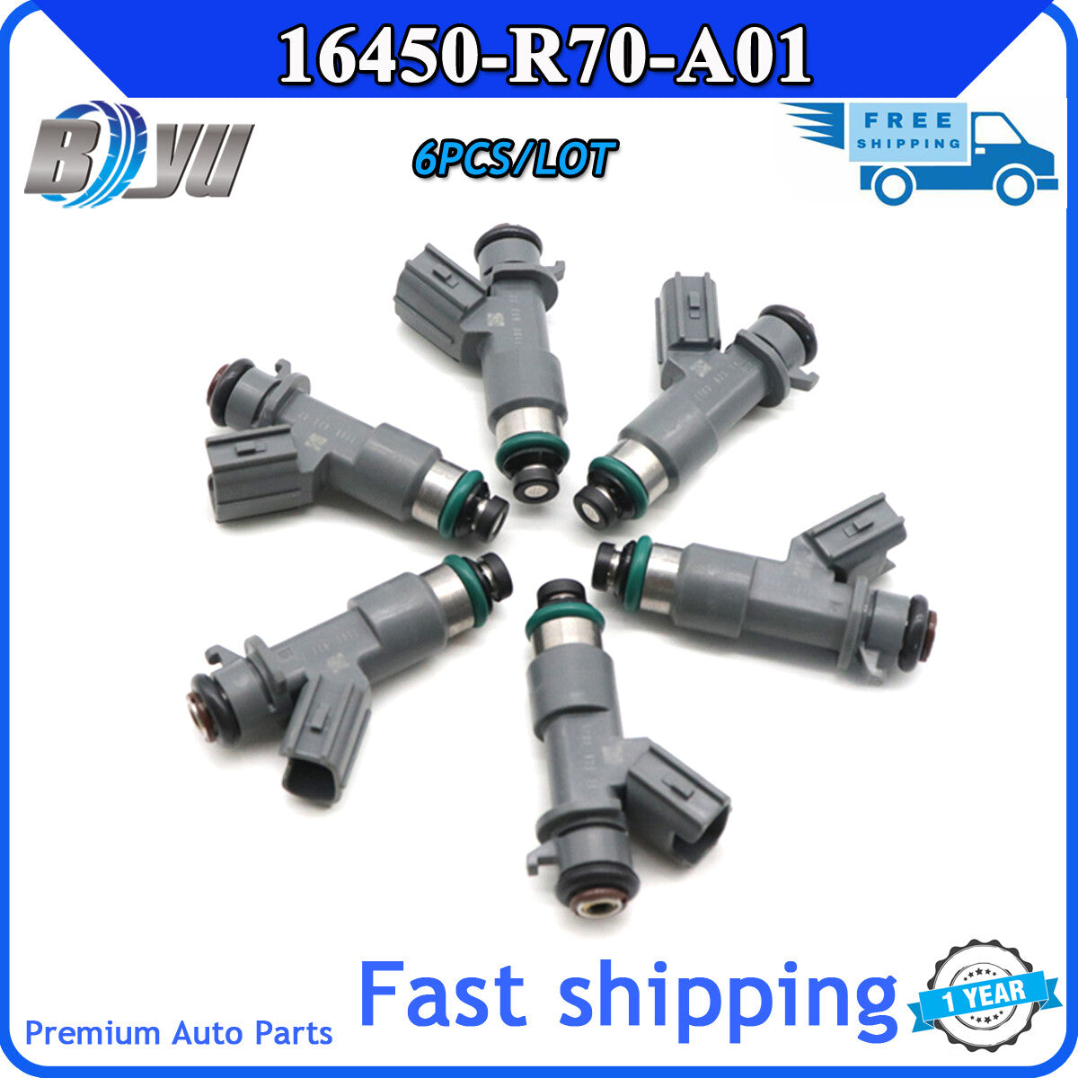 6-piece fuel injector for Honda Accord Accura MDX TL TSX 3.5L/3.7L 16450-R70-A01 new