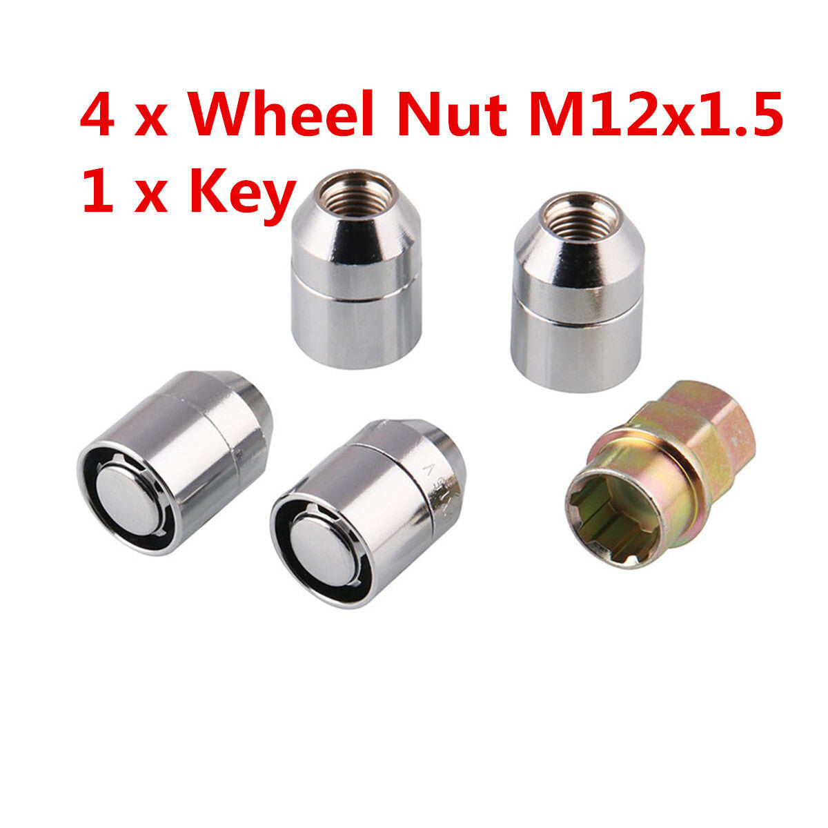 Car Anti Theft Security Locking Wheel Nut M12x1.5 Alloy Steel With Key Accessory