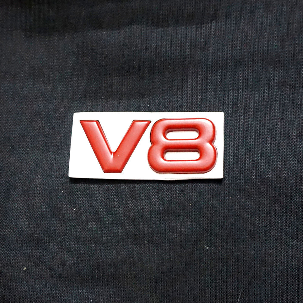 1x Red V8 Matte Small Metal Badge Emblem Decal Sticker 3D Engine Racing Auto Sep Q