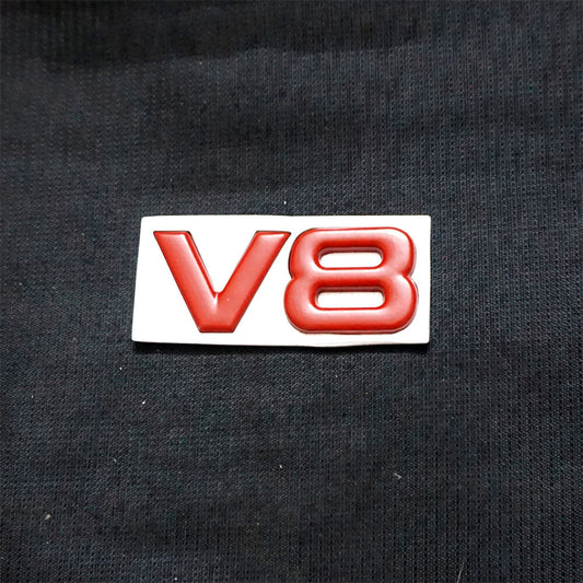 1x Red V8 Matte Small Metal Badge Emblem Decal Sticker 3D Engine Racing Auto Sep Q