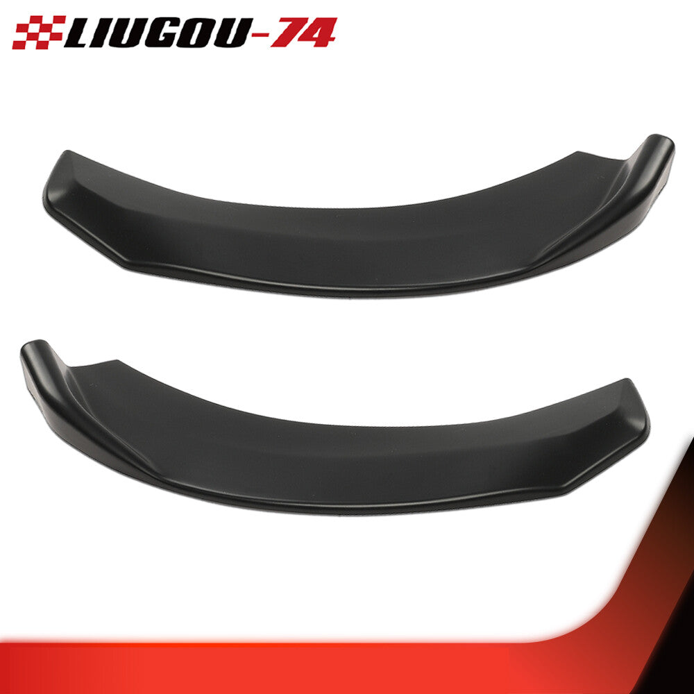 Universal Black Winglet Type Front Bumper Lip Divider Diffuser 2 Pieces Brand New Q