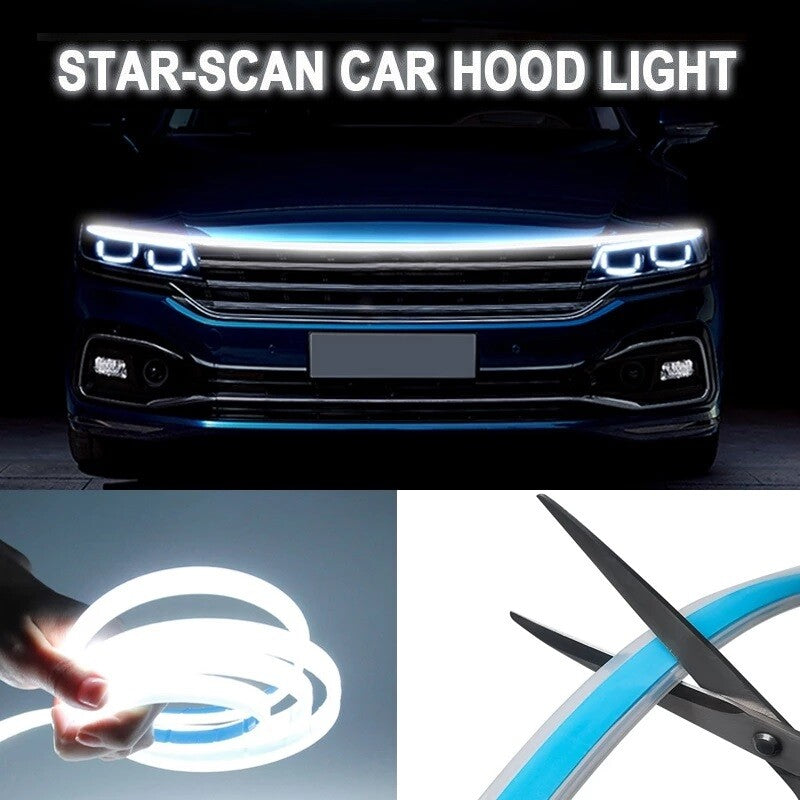 70-inch White Car Cover LED Daytime Running Light Strip Waterproof Flexible DRL Light - n