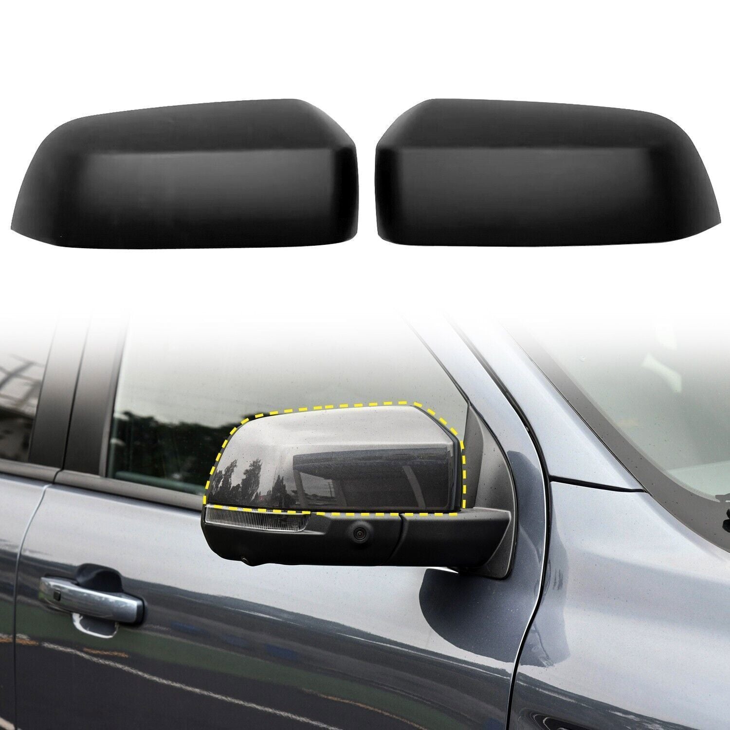 for Ford Ranger 24-2025 ABS Rearview Side Door Mirror Cover Trim Matte Black 2X