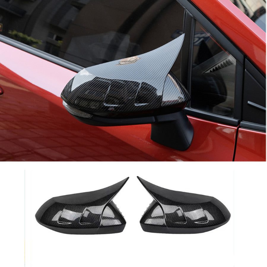 2X Carbon Fiber Look OX Horn Rearview Mirror Cover for Toyota for Corolla 2019-2023