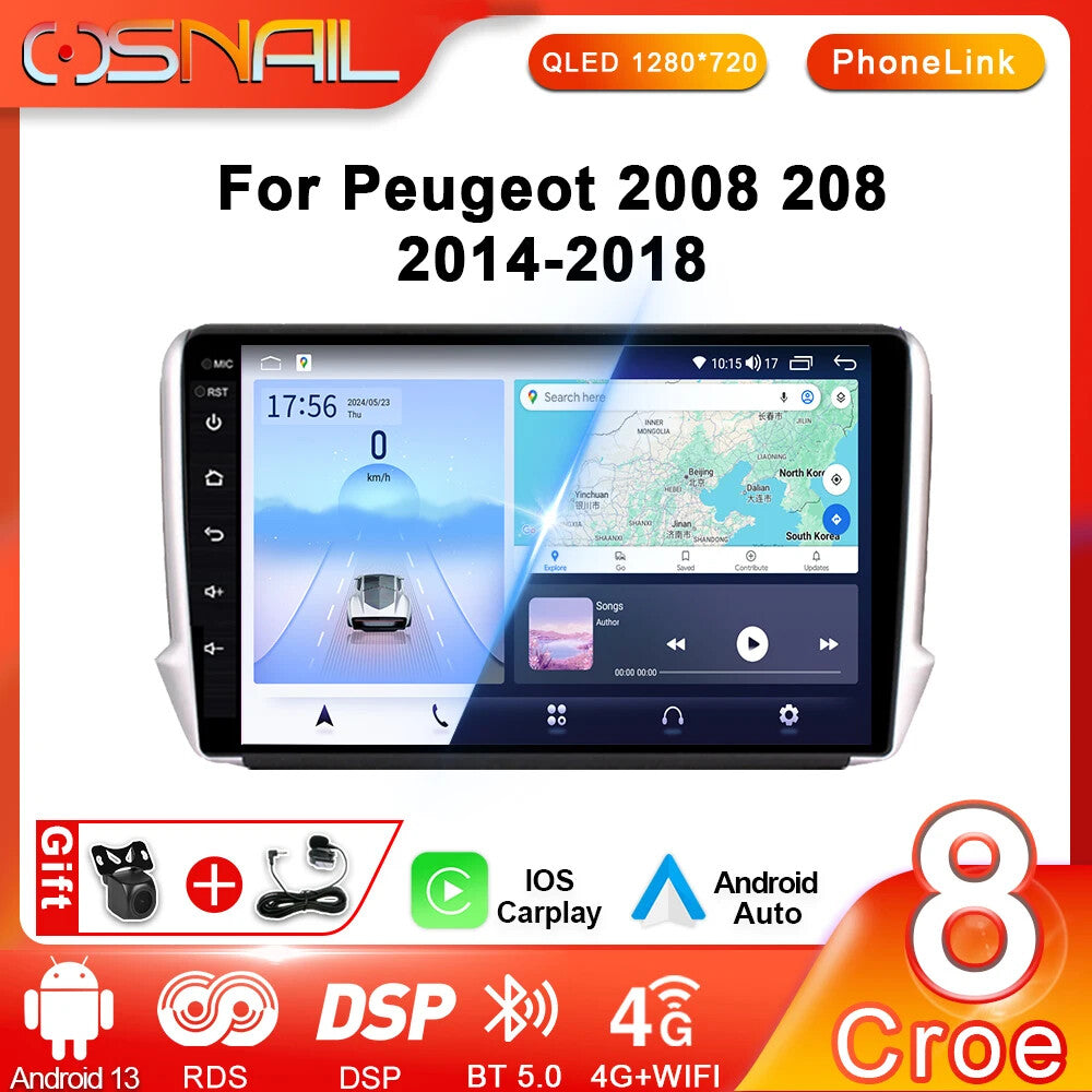 for Peugeot 2008 208 Series Android Car Radio Player Auto GPS Navigation Stereo