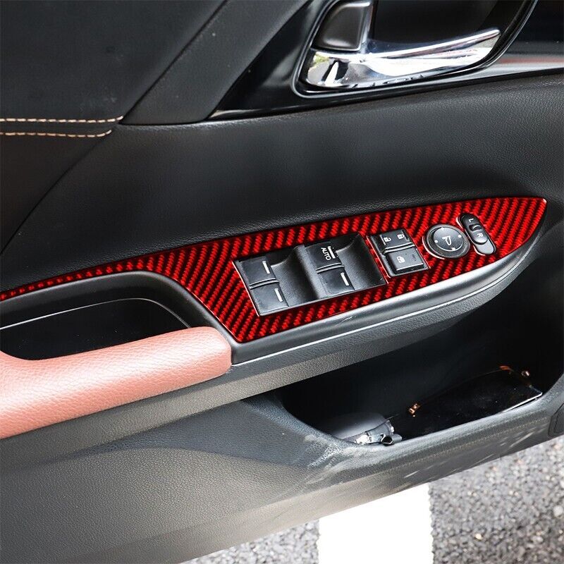 Carbon Fiber Car Window Switch Panel Cover Trim Fit for Honda Accord 2014-2017