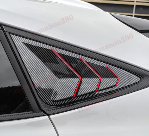for Toyota Venza 2021-2023 ABS Red+Carbon Fiber Rear Side Window Vent Cover Trim