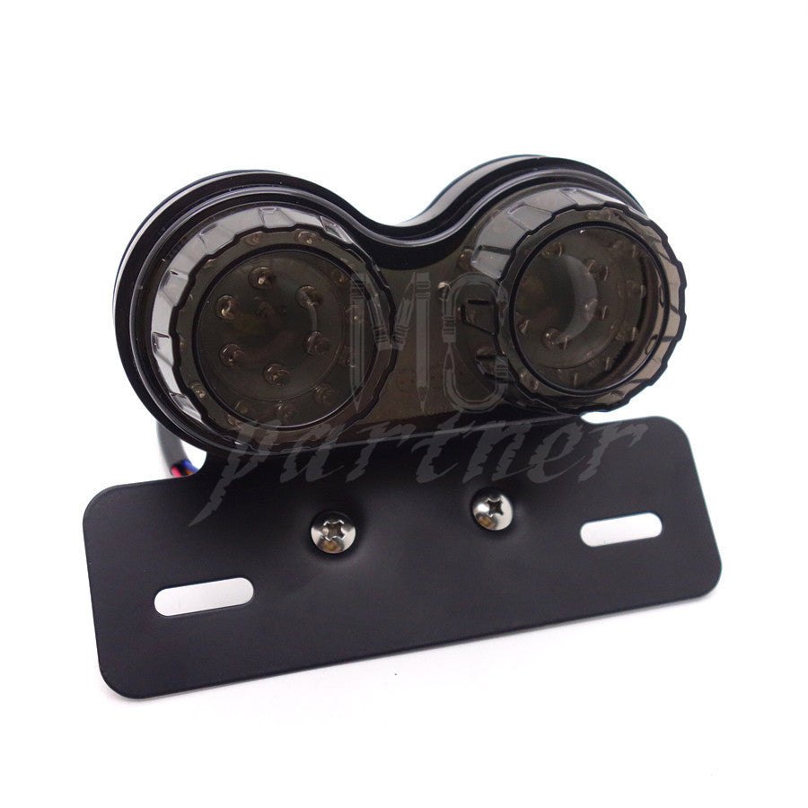 New Smoke LED Twin Dual Tail Turn Signal Brake License Plate Integrated Light Q
