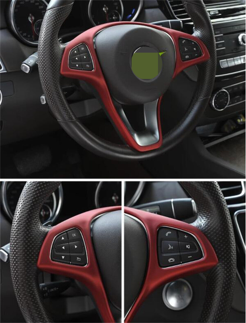 Red ABS Steering Wheel Cover for Benz C E GLC GLA CLA Class W205 W213 X253 15-19