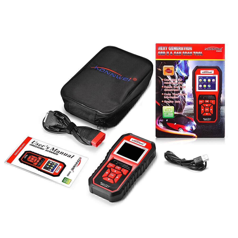 Automotive Diagnostic Code Scanner Tool Multilingual OBD2 KONNWEI KW850 Kit Set Q