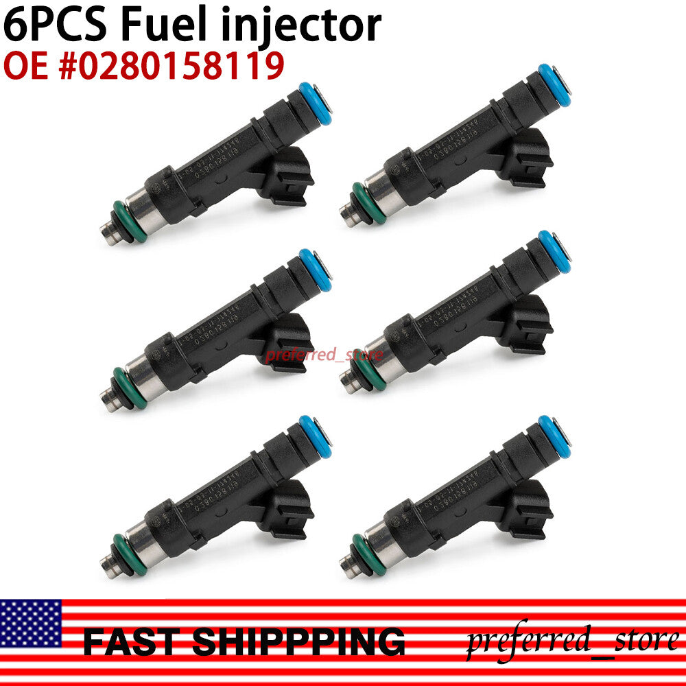 6-pack fuel injectors 0280158119 for Chrysler Town & Country 3.3L and 3.8L engines (2007-2010). v