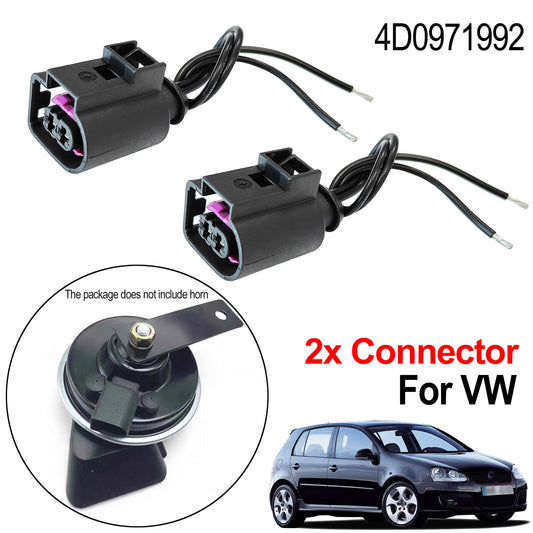2x Electrical Horn Connector 2p Plug for VW for Golf for Jetta for Passat for Tiguan Touareg EOS Q