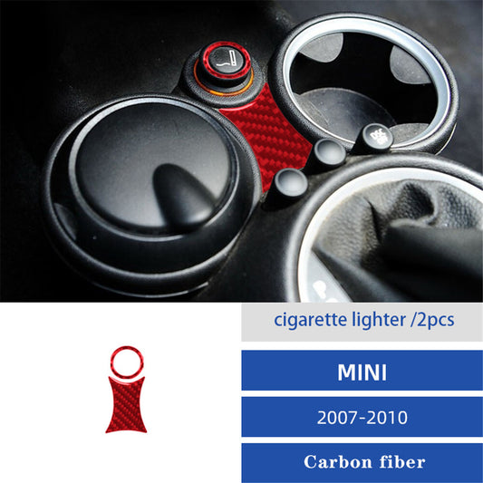 Red Carbon Fiber Cigarette Lighter Trim for BMW for MINI Cooper R56 R57 07-11