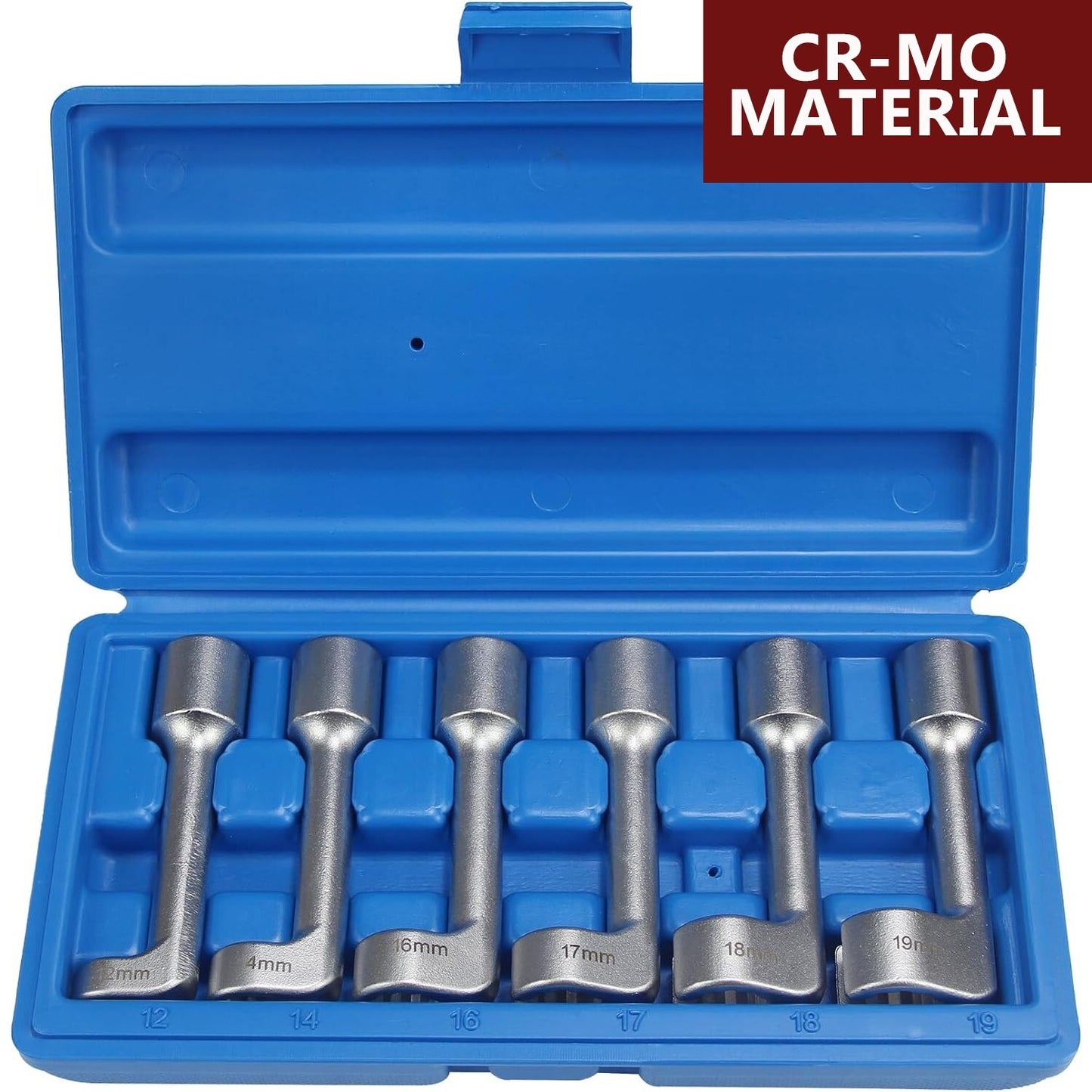 6-piece set of L-type diesel fuel injection line socket open-end ring wrenches, 12pts