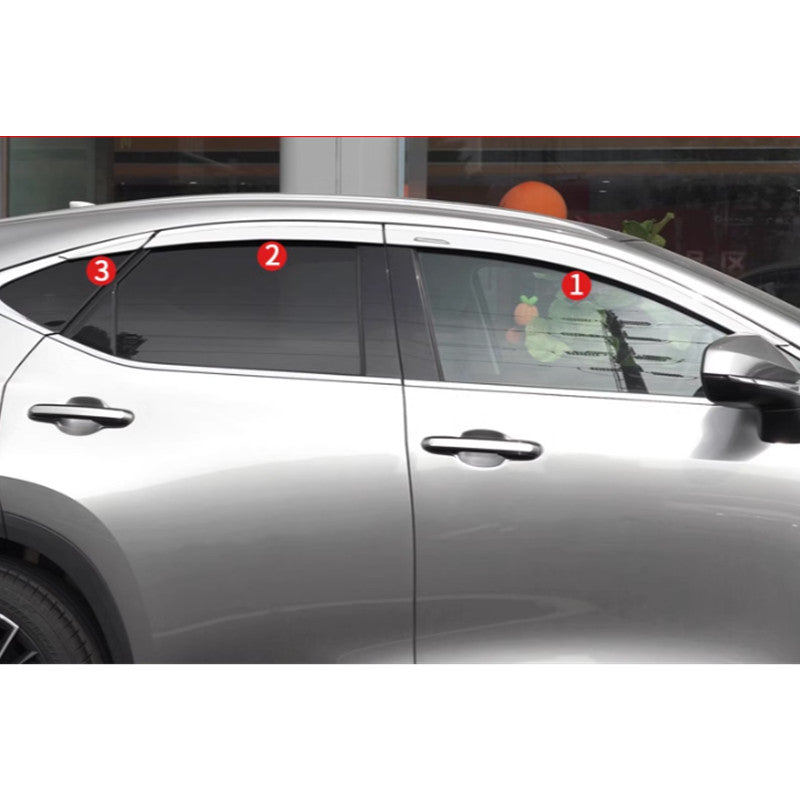 for Lexus NX250 350H 450h 2022-24 Visor Vent Shade Sun Rain Guard Set Chrome 6x