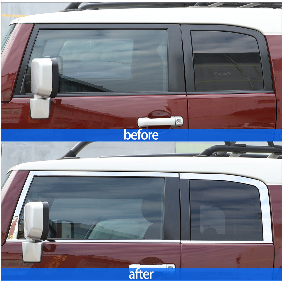 Stainless steel molded window trim for Toyota FJ Cruiser 2007 - 2021