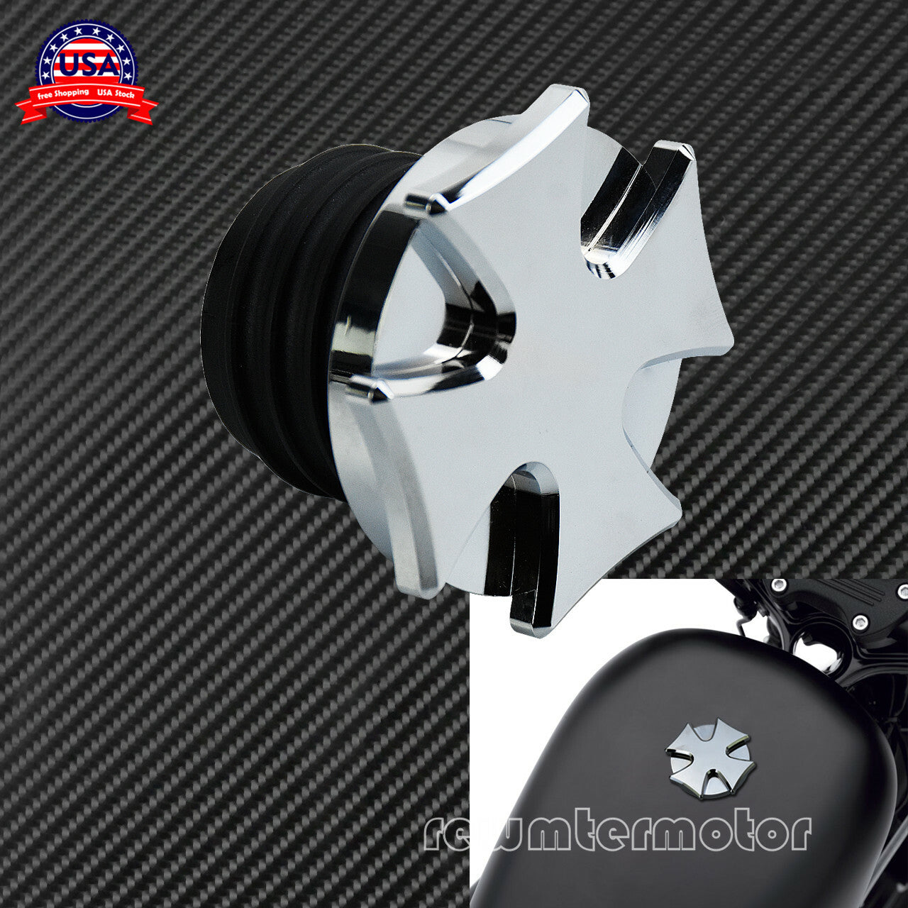 Chrome Cross Gas Cap Fuel Tank Right-hand Thread Fit for Harley Dyna Sportster