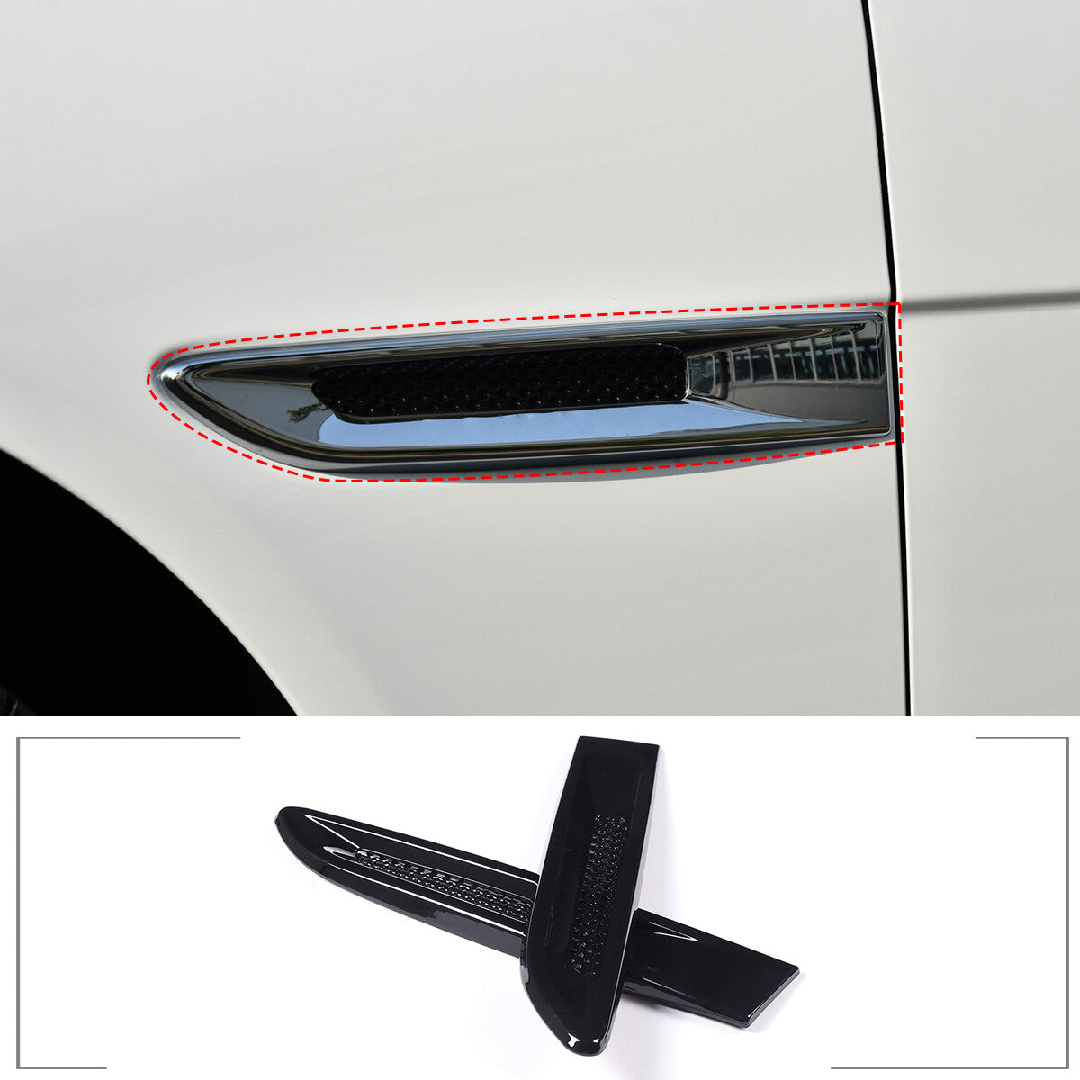 2  Gloss Black Side Fender Vent Trim for Jaguar F-pace XE XF X7 61 2016-2019- n