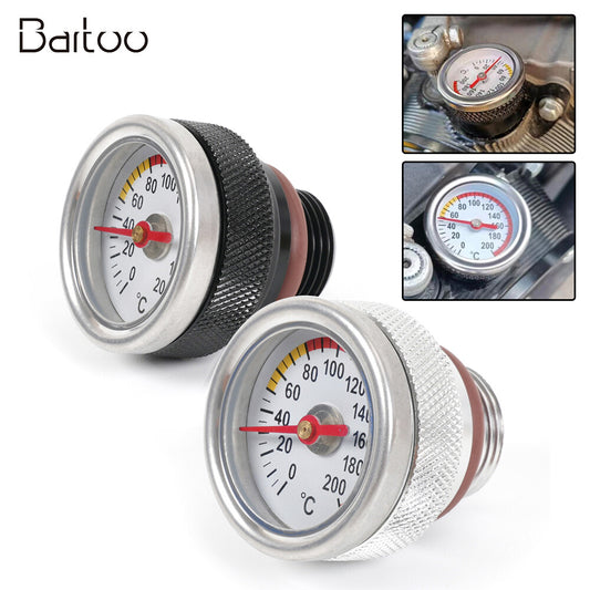 M20x1.5 Motorcycle Oil Temp Temperature Gauge Filler Cap 0-200 Celsius Q