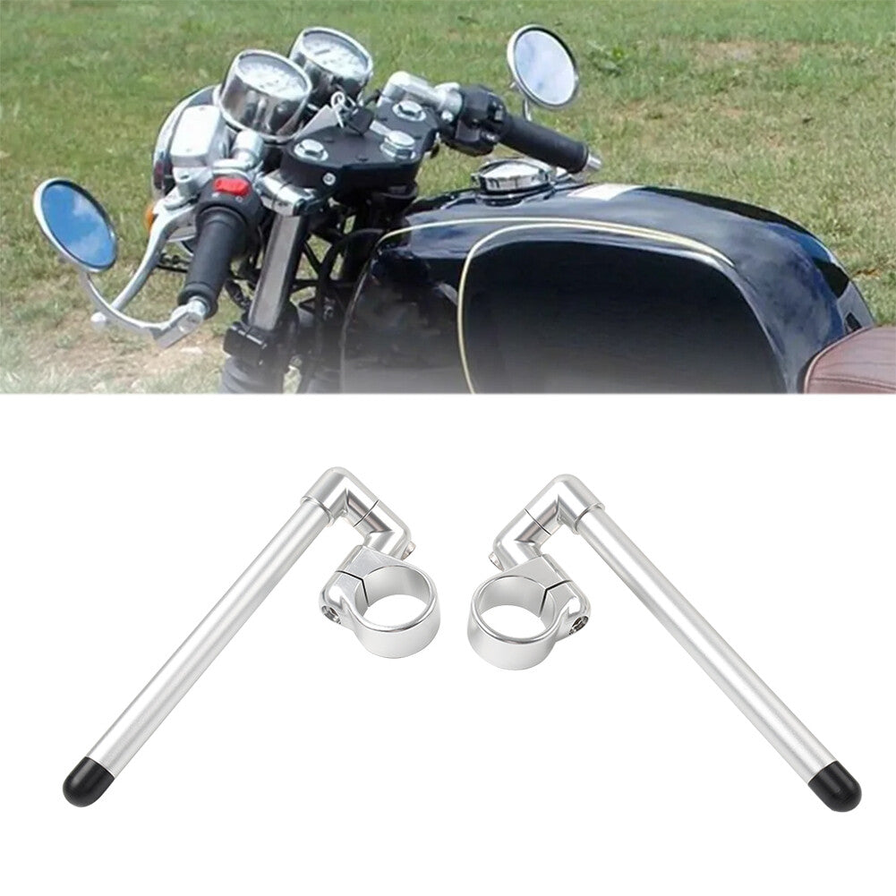 Silver Cafe Racer Bars 7/8 Universal Clip-On Handlebar Fork Tube 51MM