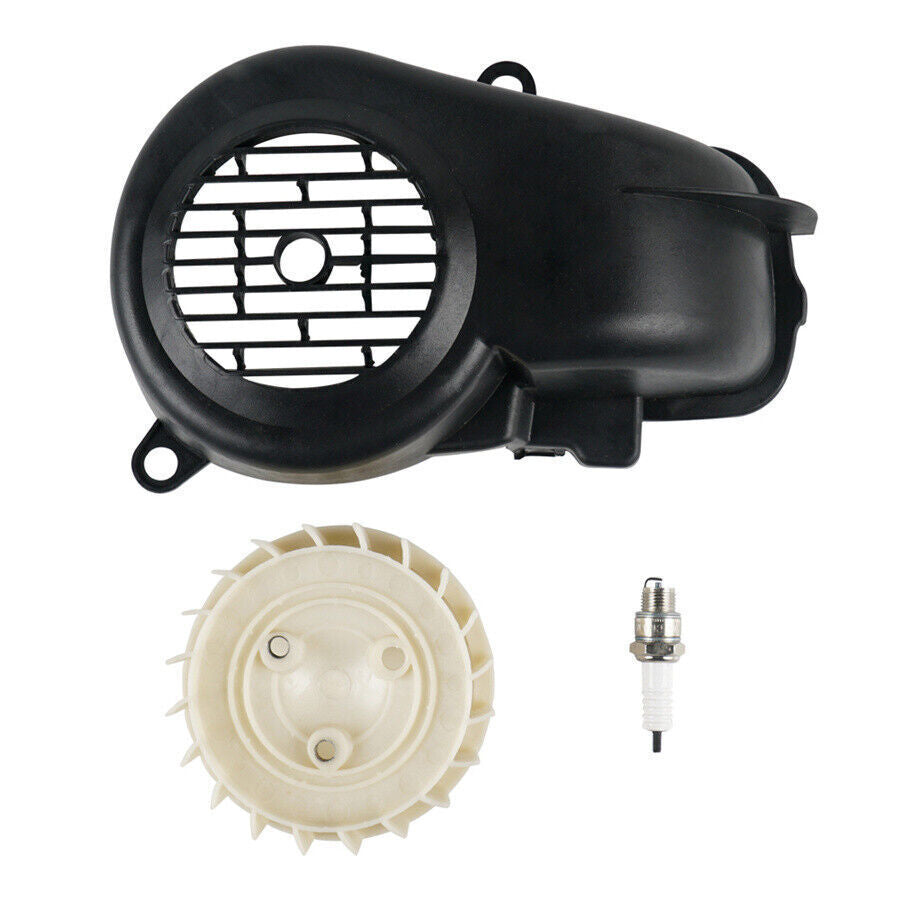 Set ATV UTV Air Shroud Cooling Fan Assembly for Polaris E-Ton Dinli 90 2 Stroke Q