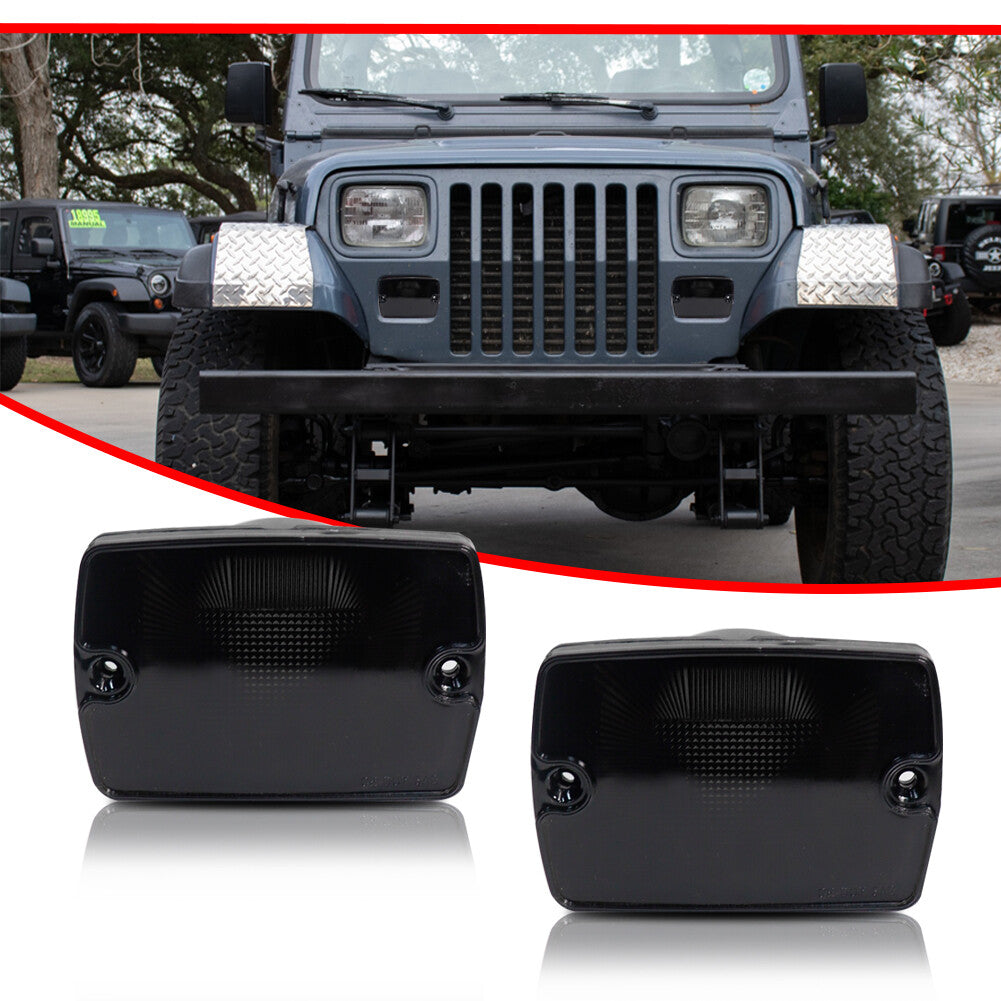 Smoked Front Left and Right Turn Signal Light Lenses for for Jeep 1987 - 1995 for Wrangler (YJ) - v
