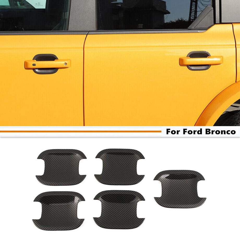 For 2021-2024  for ford  Bronco Carbon Fiber Side Door Handle Bowl Cover Trim Bezel 5P