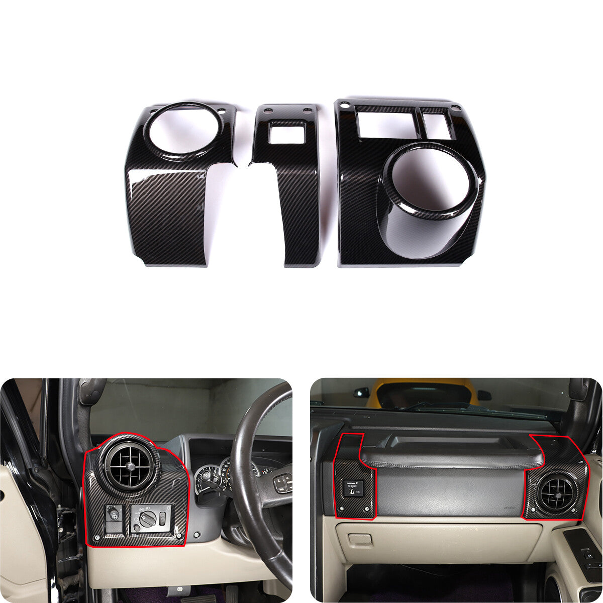 Red ABS interior steering wheel trim cap frame for Tundr@ 2022-2023- v