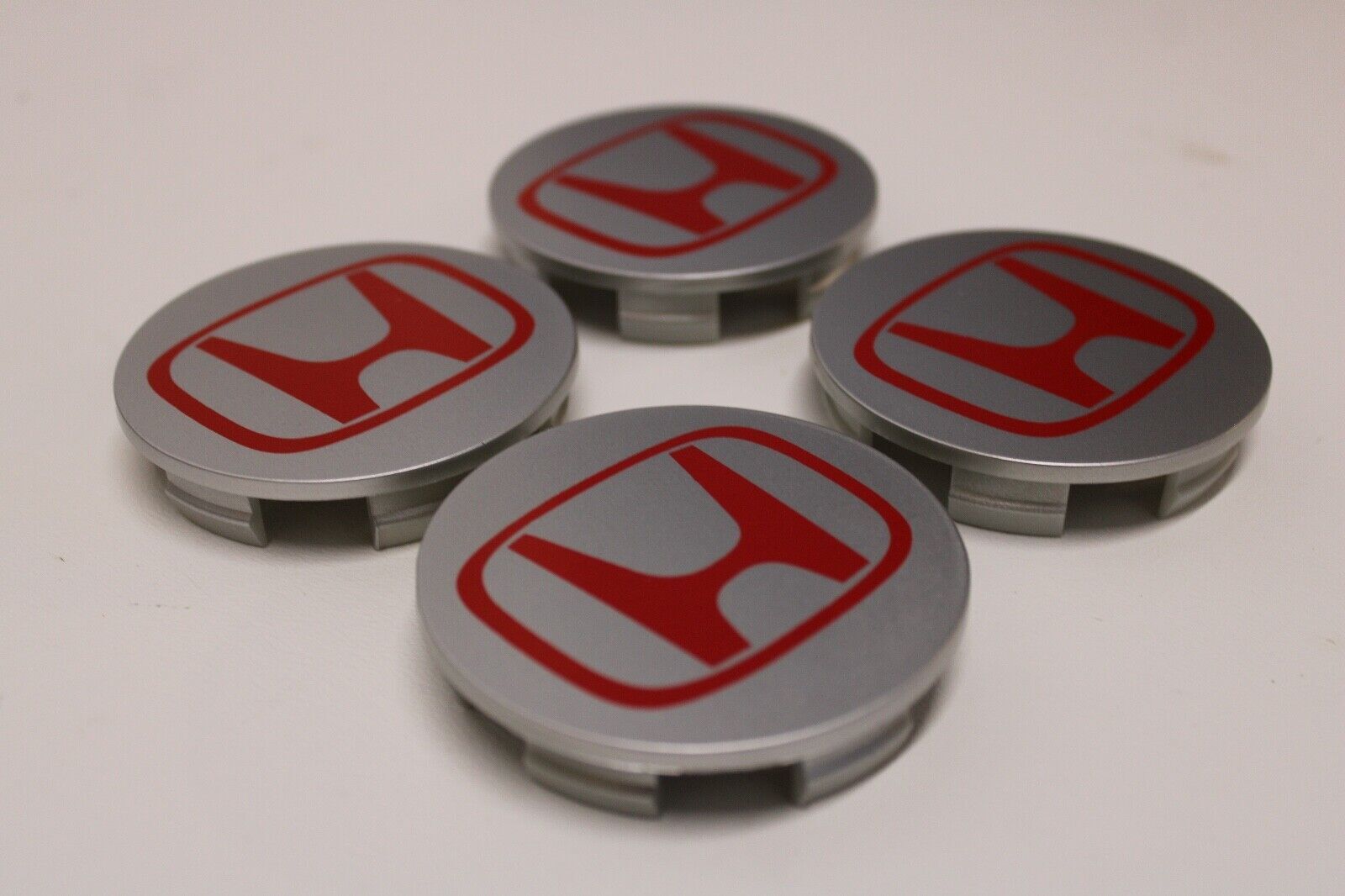 (4) for Honda silver/red rim center caps conform to for CIVIC CRV 69 mm/2.75
