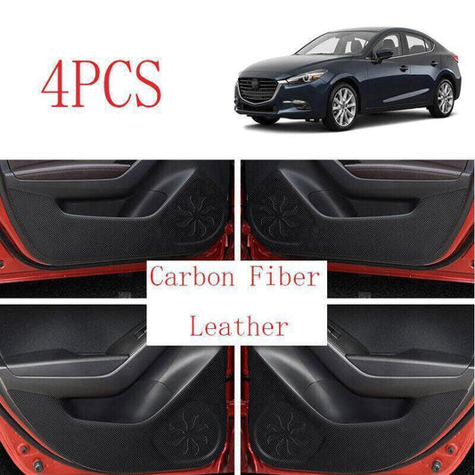 for Mazda 3 Axela 2017-18 Carbon Look PU Leather Door Anti-Kick Panel Cover Trim