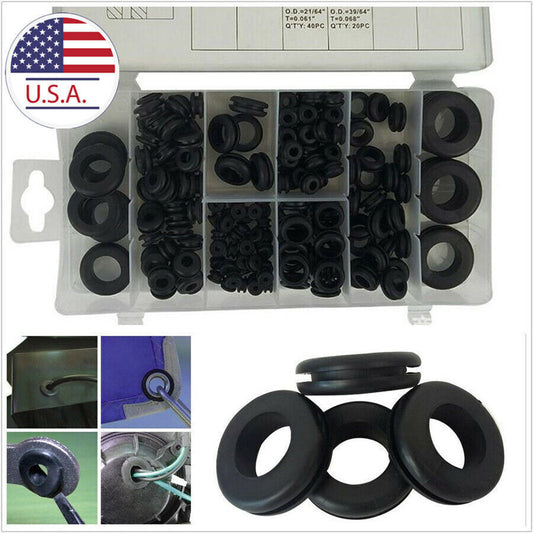 180 Pcs Mixed Sizes Automobile Assortment Electrical Gasket Rubber Grommet Rings Q
