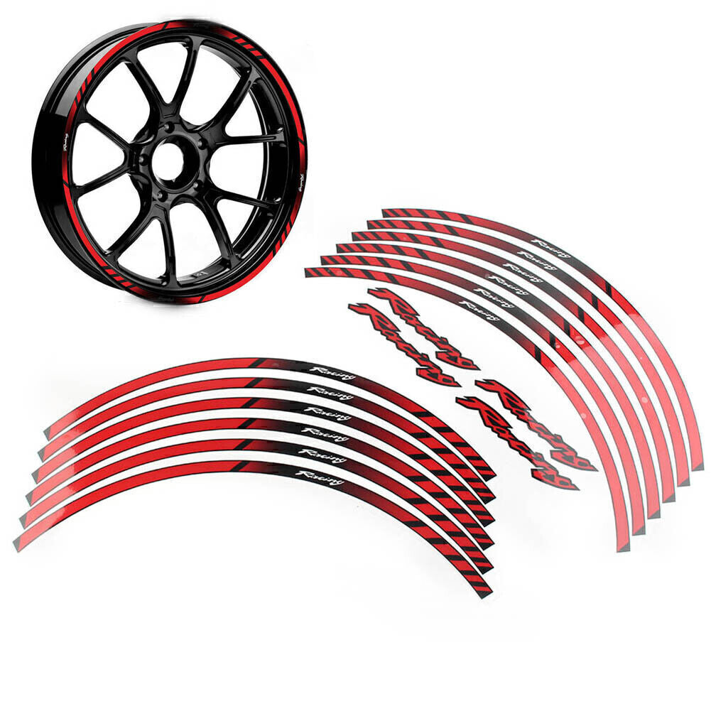 17 18 Motorcycle Wheel Rim Tape Decal Stripes Sticker Universal Red